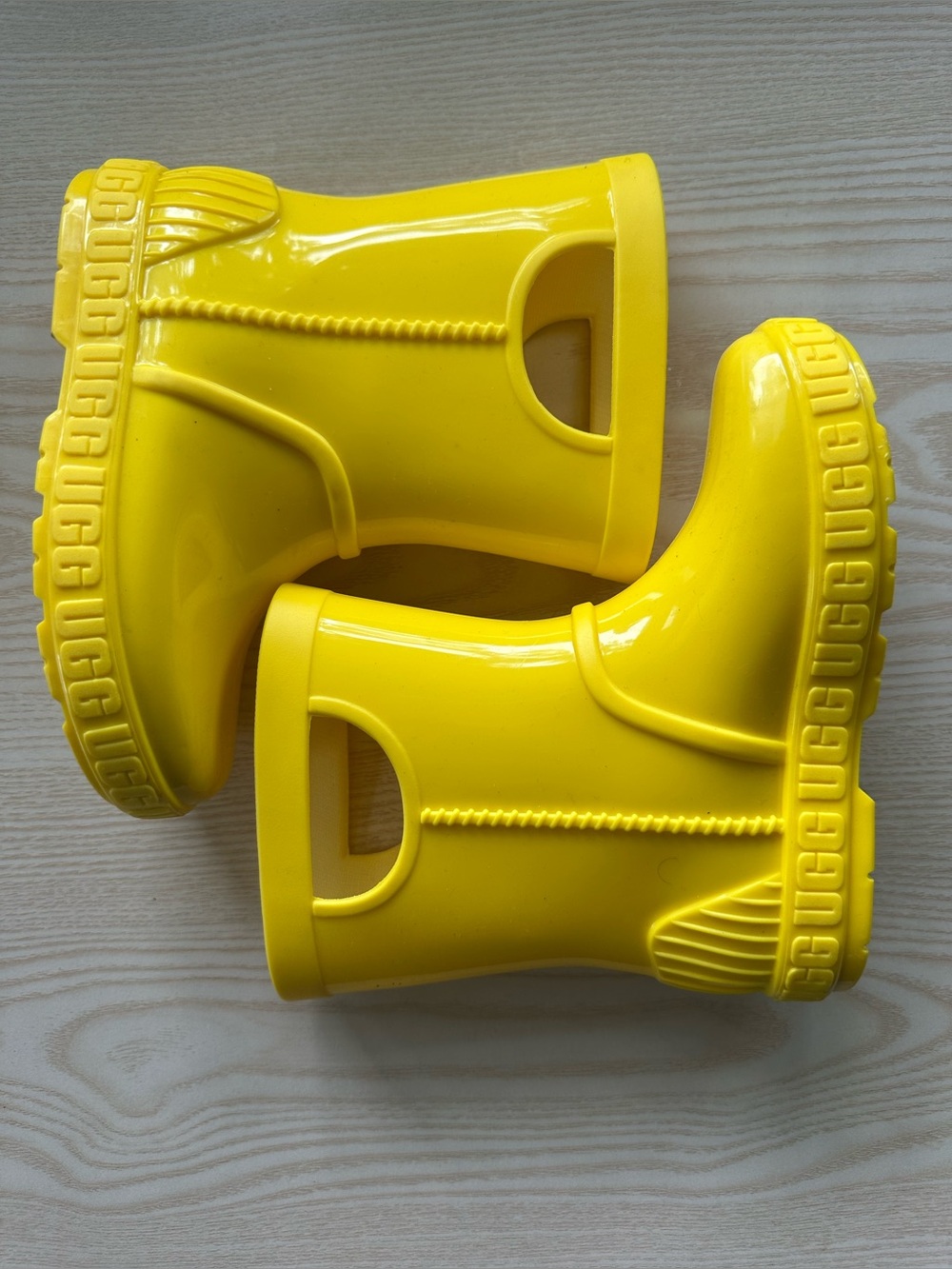 UGG Kids Yellow Waterproof Rain Boots with Easy Hand Holes